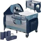 Lionelo Sven Plus 2in1 Meegroeibed & Campingbedje - 127x60 cm - Tot 15 kg - Co-Sleeper - Reisbed met Commode, Organizer, Klamboe en Interactief Speelgoed