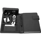 Stop Ocean Plastic Schrijfmap BELIZE RPET, DIN A5, multifunctionele banden, 1 vak, pennenlus, houder voor mobiele telefoon/tablet, 1 schrijfblok, magnetische sluiting, RPET, antraciet