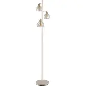 Globo Vloerlamp Mateo, crème / amber, Woon-/ Eetkamer, metaal, vloerlamp