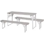 Roba Outdoor Party set 2 banken + 1 tafel grijs geglazuurd