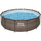 Bestway Steel Pro Max Rattan Ø 366x100 Cm Steel Round Frame Above Ground Pool Blauw 9150 Liters