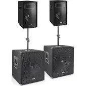 VONYX 1700W Subwoofer set Super Bass 1700 2 Speakers, 2 Subwoofers