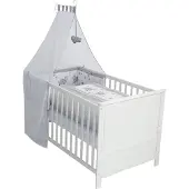 Roba Compleet bed Jumbo twins grijs, 70x140 cm inclusief kinderbeduitvoering, tot kinderbed om te bouwen (6-delig)