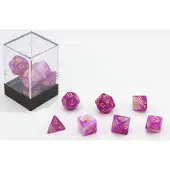 HOT Games Stardust - Dobbelstenen set - 7 stuks paars/wit (set van 7)