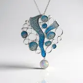 Cavill - Zilveren Halsketting 925 Sterling Zilver - Platina Afgewerkt - Welo Opaal 0,81 ct Ronde Cabochon - Moderne Elegante Damesketting uit Ethiopië