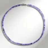 Cavill - 925 Sterling Zilver Halsketting - Ronde 4mm Tanzaniet Kralen - 54,258 ct - Elegante Blauwviolette Kleur - 45 cm - Vrouwelijke Sieraden