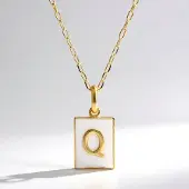 Cavill - Zilveren ketting met vergulde letterhanger 'Q' - 925 Sterling Zilver - Verstelbare elegante dames ketting - Persoonlijk sieraad