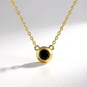 Cavill - Zilveren Halsketting - 925 Sterling Zilver Verguld - 0,253 ct Afrikaanse Zwarte Diamant - Briljant 4 mm - Verstelbaar Minimalistisch Design