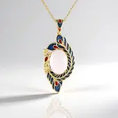 Cavill - Zilveren Halsketting - 925 Sterling Zilver Verguld - 6,3 Karaat Ovale Rozenkwarts - Elegante & Tijdloze Ketting