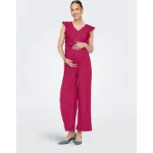 ONLY zwangerschaps jumpsuit broderie fuchsia Roze Dames Polyester V-hals - maat M
