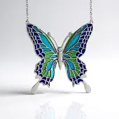 Cavill - 925 Sterling Zilveren Halsketting met Verstelbare Vlinderhanger - Blauwe & Turquoise Geometrische Accenten - Elegante Sieraad voor Vrouwen