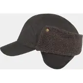 Hatland Timber - Katoenen wax baseballcap met oorflap - Bruin - Assorti - XL