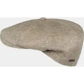 Hatland Duco - Linnen flatcap met visgraatpatroon - Beige - Assorti - XL