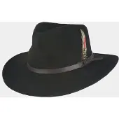 Hatland Dakota - Vilten hoed met veer - Zwart - Assorti - M
