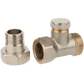 Kirchhoff Radiator Fitting - Vernikkeld - Recht Doorloop - Afsluitbaar