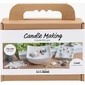 Creativ Company hobbyset kaarsen maken schelpen grijs off-white DIY.