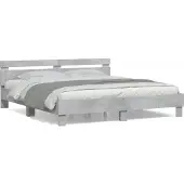 vidaXL Bedframe met hoofdbord bewerkt hout wit 160x200 cm