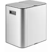 Hjh OFFICE Afvalverzamelaar / afvalscheidingssysteem Clean 10 - 30L (2x15L) roestvrij staal zilver