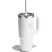 Hydroflask - Travel Tumbler Clear Lid - Isoleerbeker 710 ml, wit/grijs