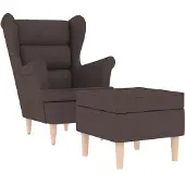 vidaXL Fauteuil met voetenbankje stof donkerbruin