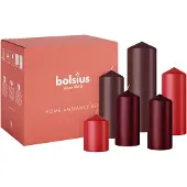 Bolsius stompkaars glanzend rood (set van 6)