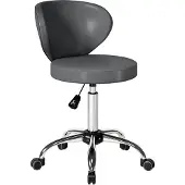 HOMCOM -Salonkruk-PU, Staal-45 x 54 x 73-88 cm-Grijs