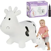 Tootiny Rubberen Springdier Wit Koetje + pomp - een enorm en uniek springplezier
