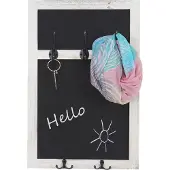 MCW Wandkapstok -C51, kapstok krijtbord, 5 haken 55x34cm ~ wit, shabby