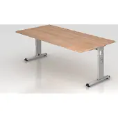 Hjh OFFICE PRO MEGA 2E S - 200 x 100 Walnoot/Zilver Tafelhoogte I In hoogte verstelbaar