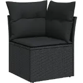 vidaXL 7-delige tuinmeubelset met kussens, zwart, polyrotan