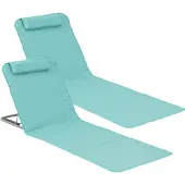 En.casa Strandmat "Donostia", set van 2, stalen frame, inklapbaar, 143 x 48 cm, turquoise