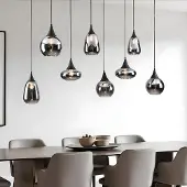 LumenXL Hanglamp zwart met smoke glas, 8-lichts - Loic
