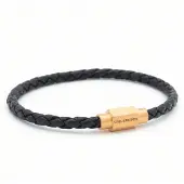 Steel & Barnett - Leren Armband Heren - Luke Landon - Zwart - Maat M