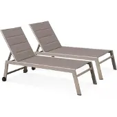 Oviala - Set van 2 aluminium en textilene ligstoelen in taupe - Nouméa