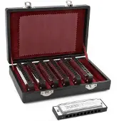 Gear4Music Blues Harmonica Set by