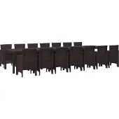 vidaXL Tuin eettafelset met kussens 15 st Bruin PP