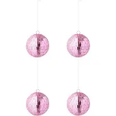 J-Line kerstbal Spiegel - glas - roze - large - doos van 4
