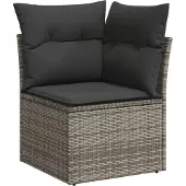vidaXL 9-delige tuinmeubelset met kussens, grijs, polyrotan