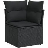 vidaXL 11-delige tuinmeubelset met kussens, zwart, polyrotan