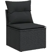 vidaXL 5-delige Loungeset met kussens poly rattan zwart