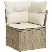 vidaXL 12-delige Loungeset met kussens poly rattan beige
