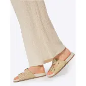 WITTCHEN Dames Faux Raffia Slides Beige, Beige Synthetisch Materiaal