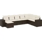 vidaXL 8-delige Loungeset met kussens poly rattan bruin