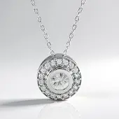 Cavill - Zilveren Halsketting - 925 Sterling Zilver Geplatineerd - Cambodjaanse Zirkoon 1,03 ct en 18 Zirkonen 0,58 ct - Elegant Rond Design
