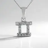Cavill - Zilveren Halsketting - 925 Sterling Zilver Geplatineerd - 17 Cambodjaanse Zirkoon 0 35ct - Tweelingen Sterrenbeeld - Elegant