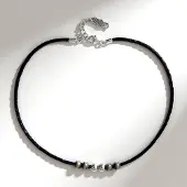 Cavill - Halsketting van Zwart Gevlochten Leer - 925 Sterling Zilver Geoxideerd - Verstelbaar tot 48 5 cm - Desert Chic Stoer & Casual Unisex
