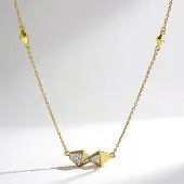 Cavill - Zilveren halsketting 925 Sterling zilver verguld - 21 Cambodjaanse Zirkon 0.259 ct - moderne fijne ketting 46,5 cm