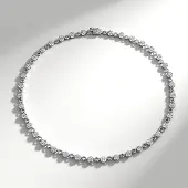 Cavill - Zilveren Halsketting 925 Sterling Zilver - 7 Ronde Nigeriaanse Zirkonen 0,124 ct - Pavé Zetting - Luxe Dameshalsketting 45,7 cm
