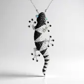 Cavill - Halsketting 925 Sterling Zilver Gerhodineerd - 2 Zwitsers Blauwe Topaas 0 108 ct - Zwarte Spinel - Elegante Ketting met Gekko Hanger