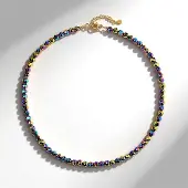 Cavill - 925 Sterling Zilver Halsketting Verguld - Mystieke Hematiet Kralen 6 mm - Verstelbaar - Elegante Damesketting